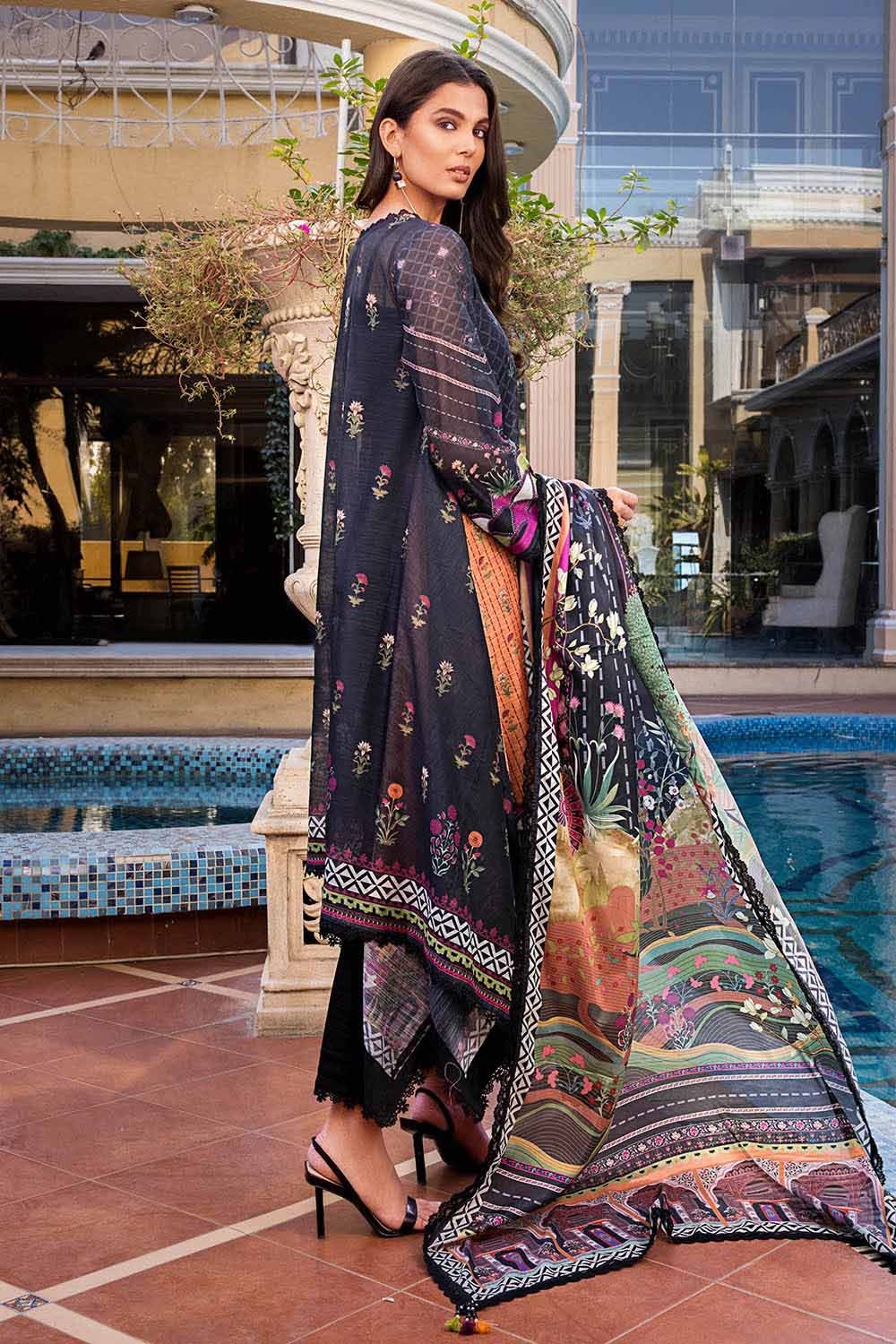3 Piece Paper Cotton Unstitched Suit With Silk Dupatta SSM-32002