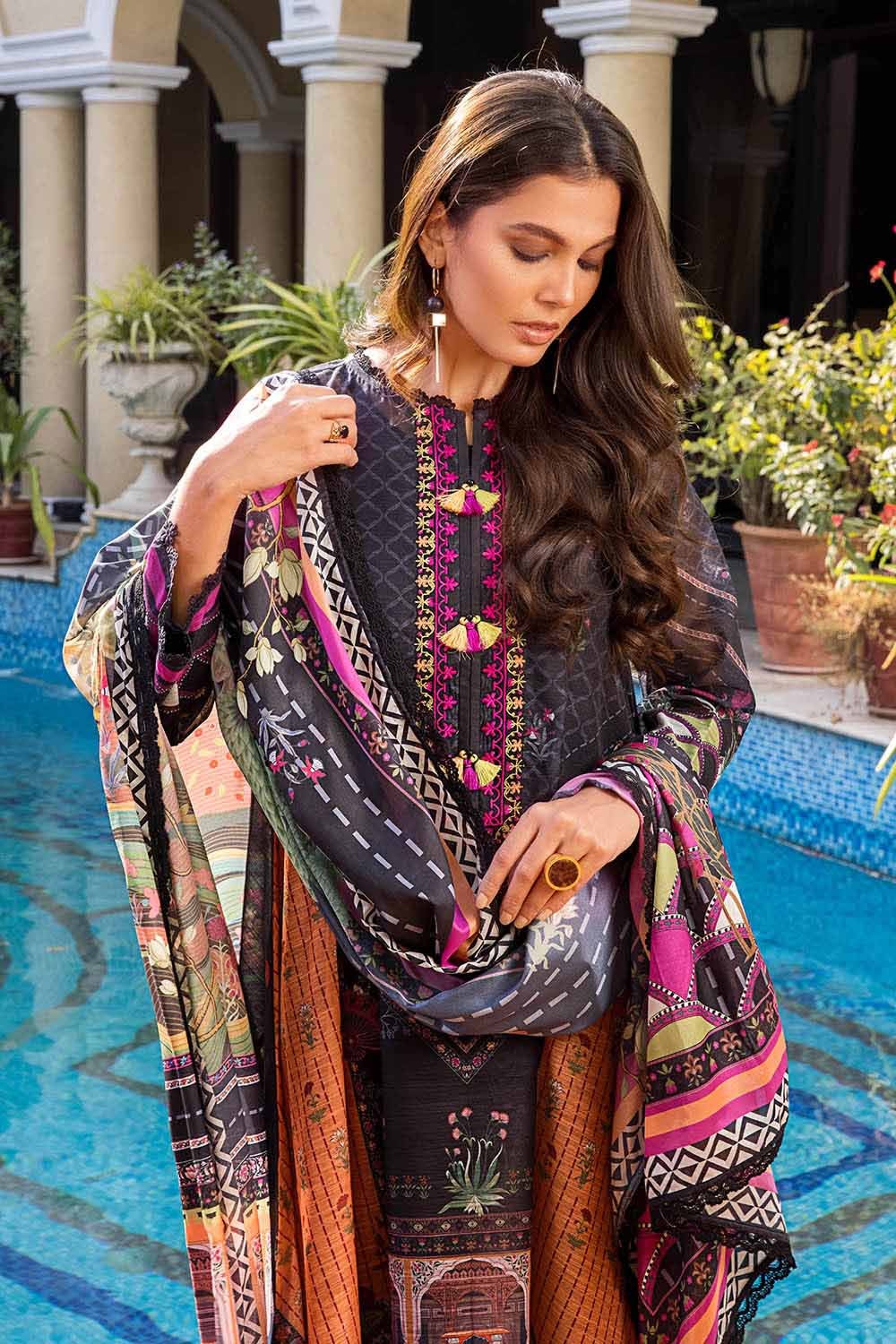 3 Piece Paper Cotton Unstitched Suit With Silk Dupatta SSM-32002