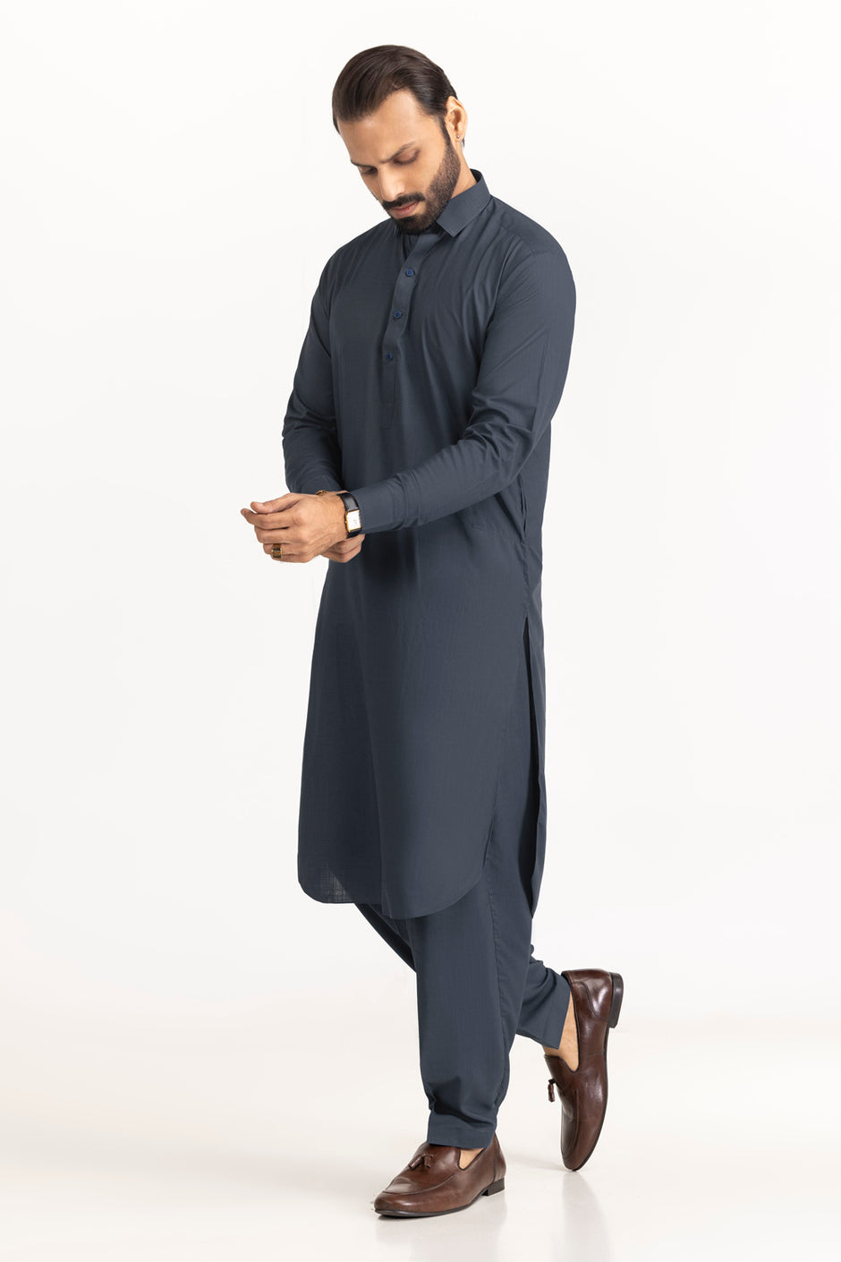 Gul 900 Indium Unstitched Fabric Blended-LF