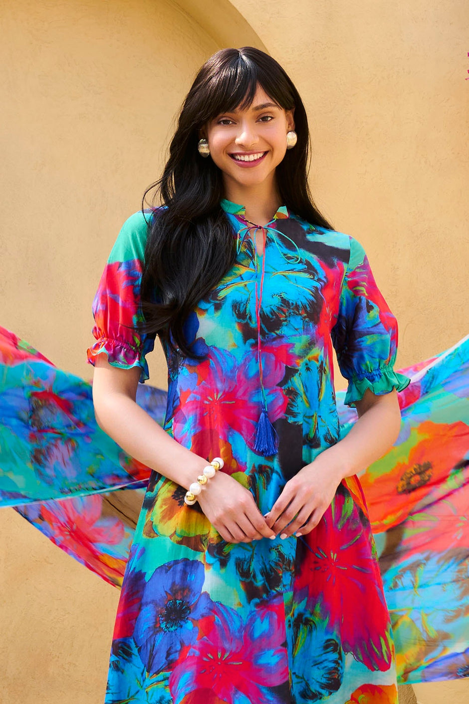 3 Piece Unstitched Printed Cotton Silk Suit with Printed Chiffon Dupatta