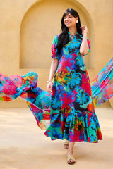 3 Piece Unstitched Printed Cotton Silk Suit with Printed Chiffon Dupatta CS-52002
