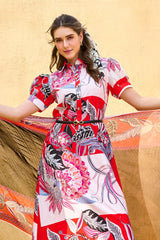 3 Piece Unstitched Printed Cotton Silk Suit with Printed Chiffon Dupatta CS-52006