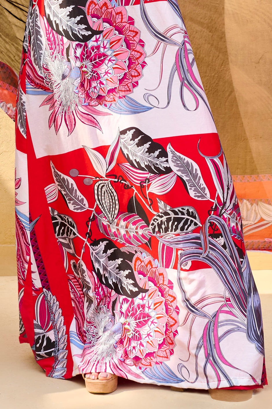 3 Piece Unstitched Printed Cotton Silk Suit with Printed Chiffon Dupatta
