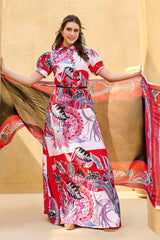 3 Piece Unstitched Printed Cotton Silk Suit with Printed Chiffon Dupatta CS-52006