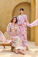 3 Piece Unstitched Printed Soya Silk Suit with Printed Chiffon Dupatta SY-52002