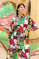 3 Piece Unstitched Printed Pure Bamboo Silk Suit with Printed Chiffon Dupatta BS-52004