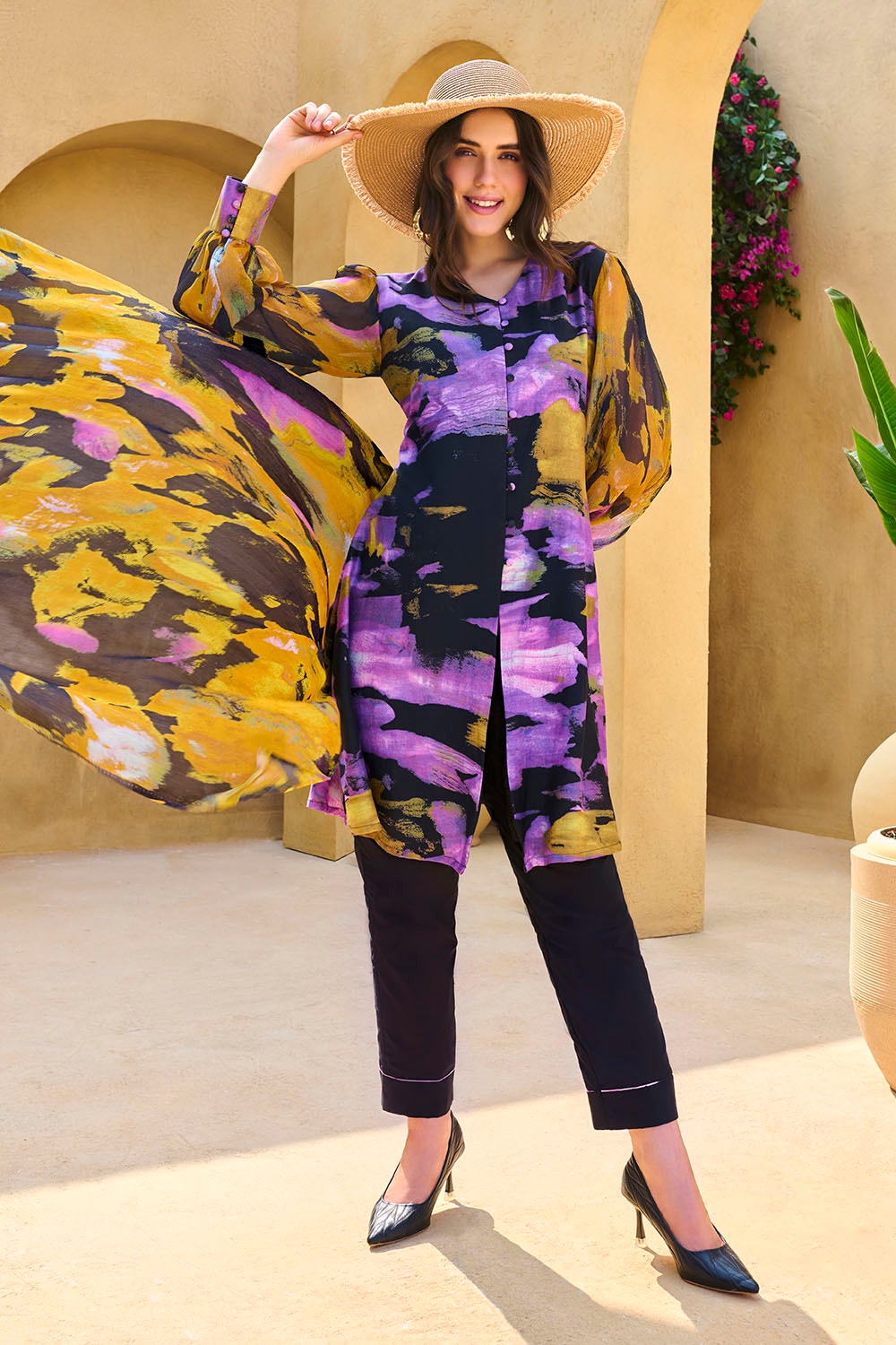 3 Piece Unstitched Printed Cotton Silk Suit with Printed Tussar Silk Dupatta CS-52005