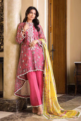 3 Piece Embroidered Net Unstitched Suit With Silk Dupatta SSM-32009