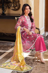 3 Piece Embroidered Net Unstitched Suit With Silk Dupatta SSM-32009