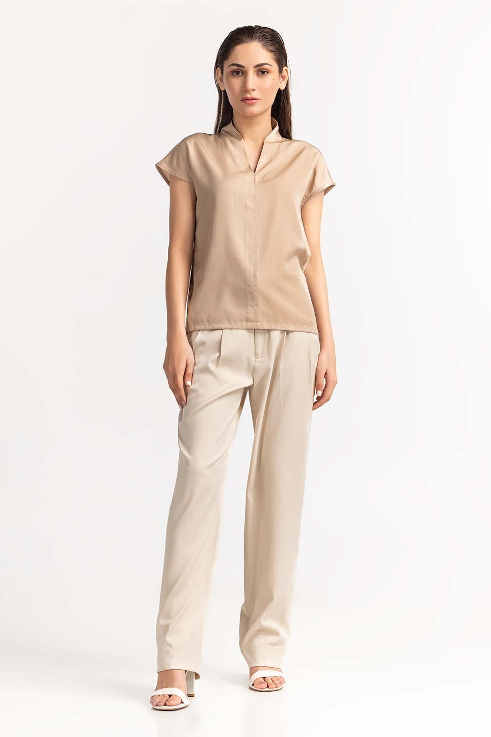 High Neck Beige Top WM-CS-SS24-021
