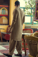 Light Beige President Latha Unstitched Fabric