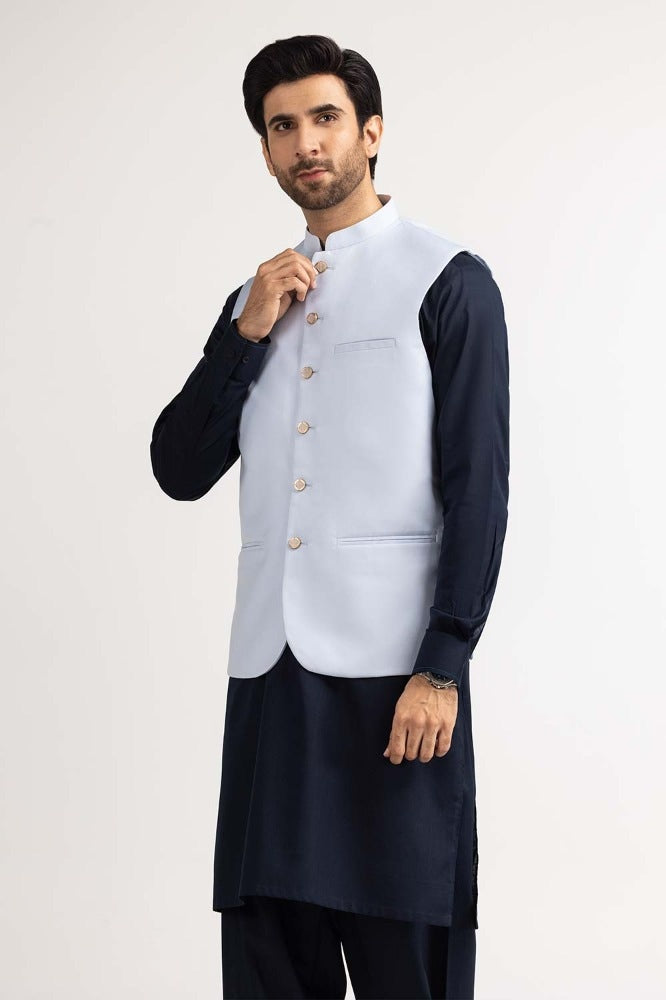 Ice Blue Basic Waist Coat WC-PD23-004