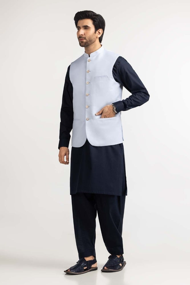 Ice Blue Basic Waist Coat