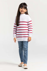White-Red Cotton Crew Neck Sweater SWK-FW21-115