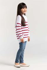White-Red Cotton Crew Neck Sweater SWK-FW21-115