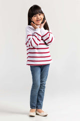 White-Red Cotton Crew Neck Sweater SWK-FW21-115