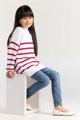 White-Red Cotton Crew Neck Sweater SWK-FW21-115