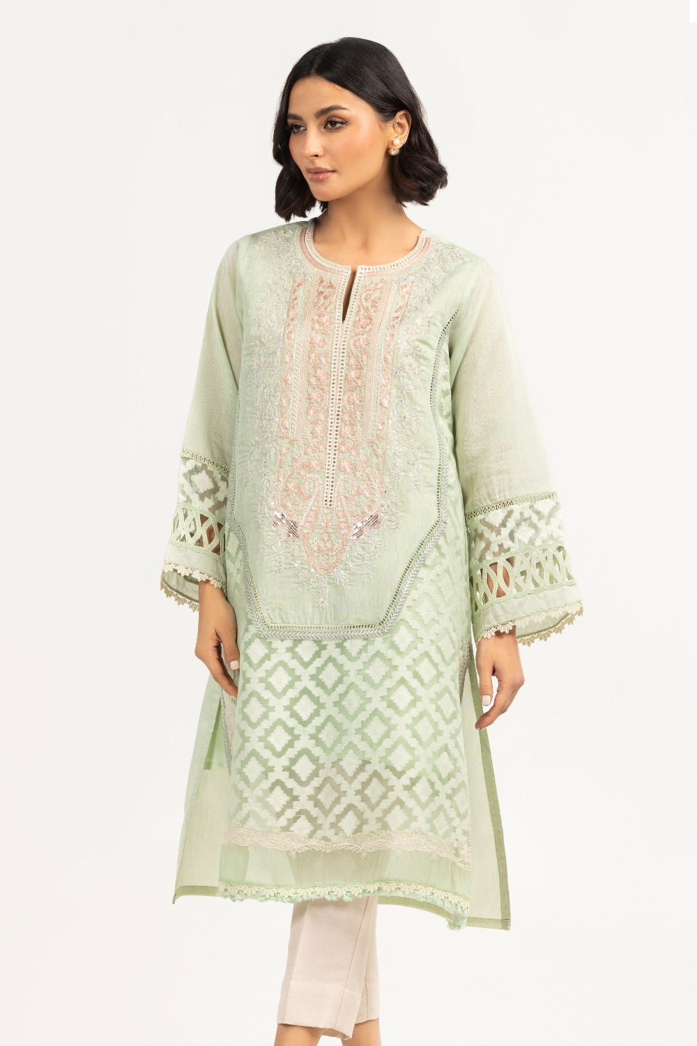 Luxury Pret Organza Jacquard Embroidered Shirt