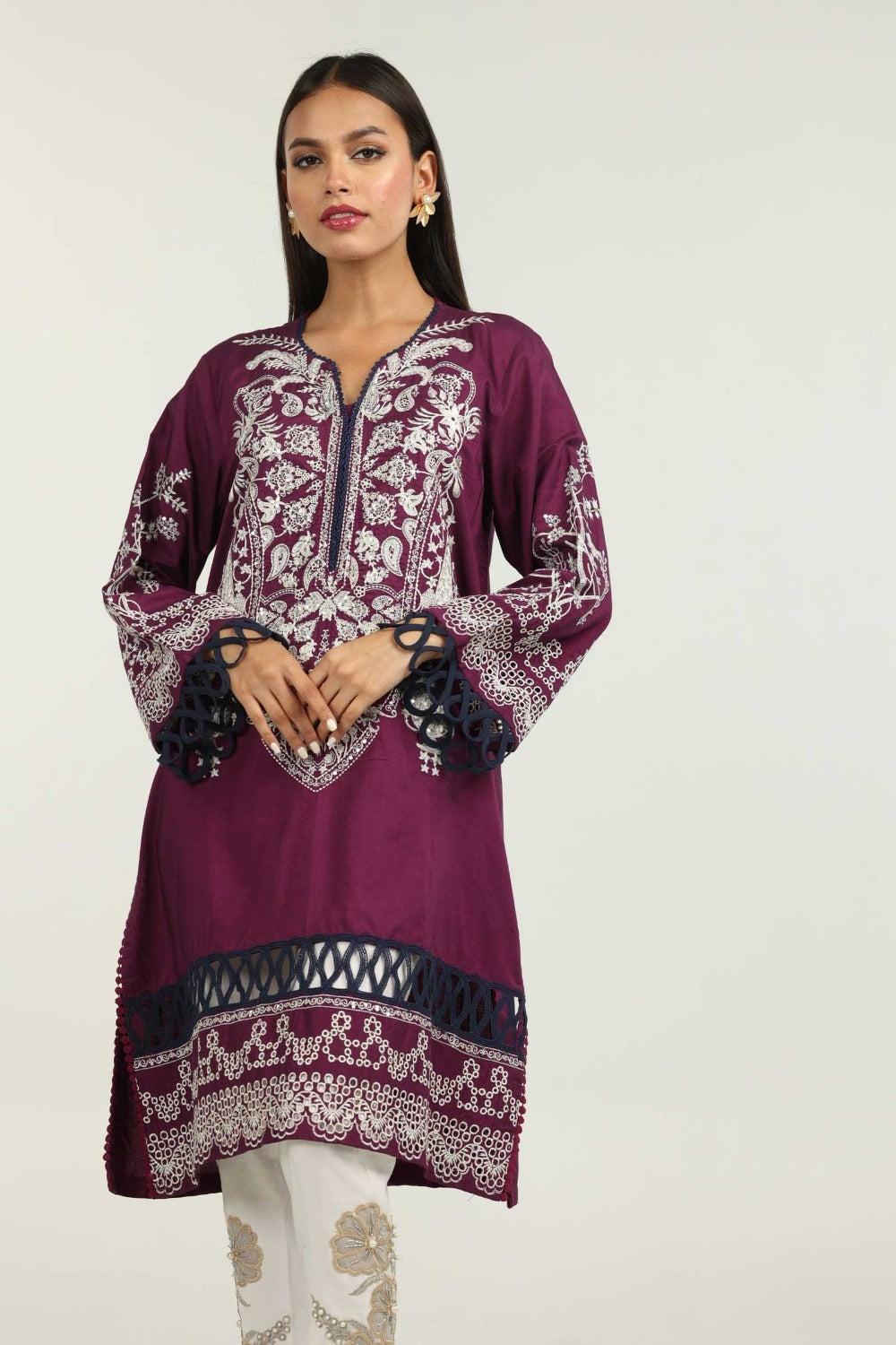 Luxury Pret Cotton Mesuri Embroidered Kurta