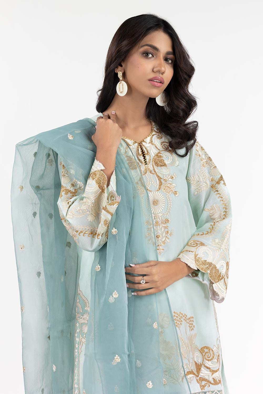 Luxury Pret Dyed Rawsilk Embroidered Kurti With Dupatta ILP-22-109 2 Piece