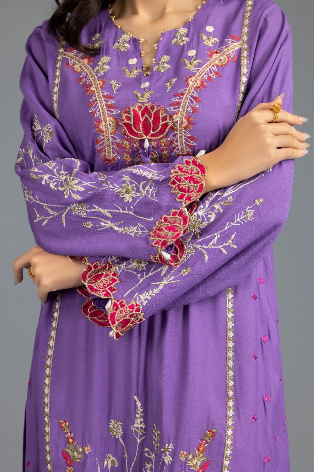 Luxury Pret Dyed Raw Silk Embroidered Shirt Dupatta