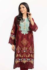 Luxury Pret Dyed Cotton silk Embroidered Kurti With Trouser ILP-22-143 2 Piece