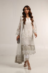 Luxury Pret Poly Net Embroidered Shirt Poly Net Dupatta And Rawsilk Trouser ILP-22-145 3 Piece