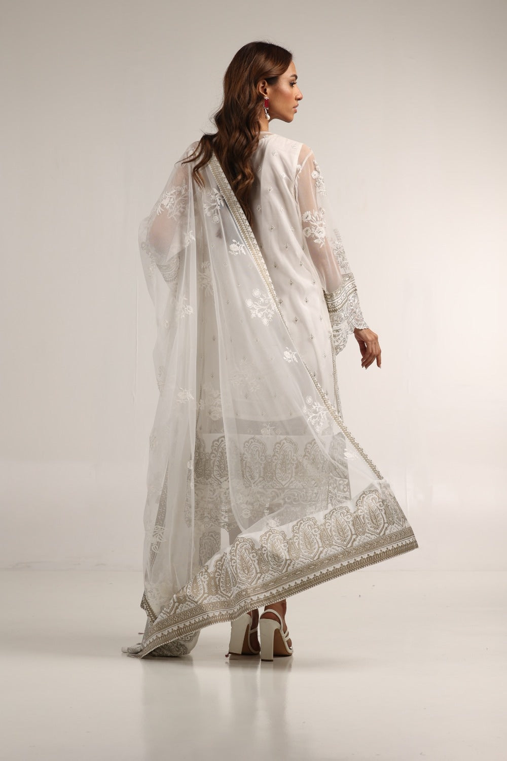 Luxury Pret Poly Net Embroidered Shirt Poly Net Dupatta And Rawsilk Trouser ILP-22-145 3 Piece
