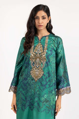 2 Piece Luxury Pret Printed Charmeuse Silk Embroidered Shirt with Trouser ILP-22-195