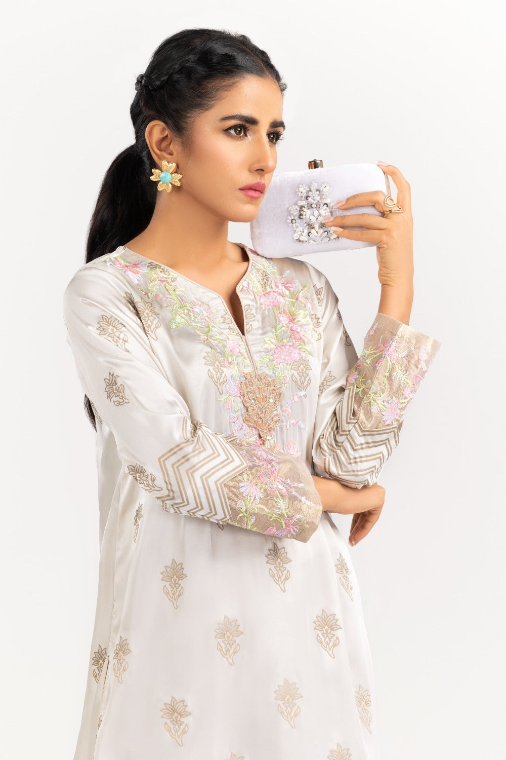 Luxury Pret Polyester Silk Embroidered Shirt ILP-22-72 1 Piece