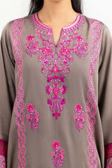 Luxury Pret Dyed Poly Slub Embroidered Kurti ILP-22-96 1 Piece