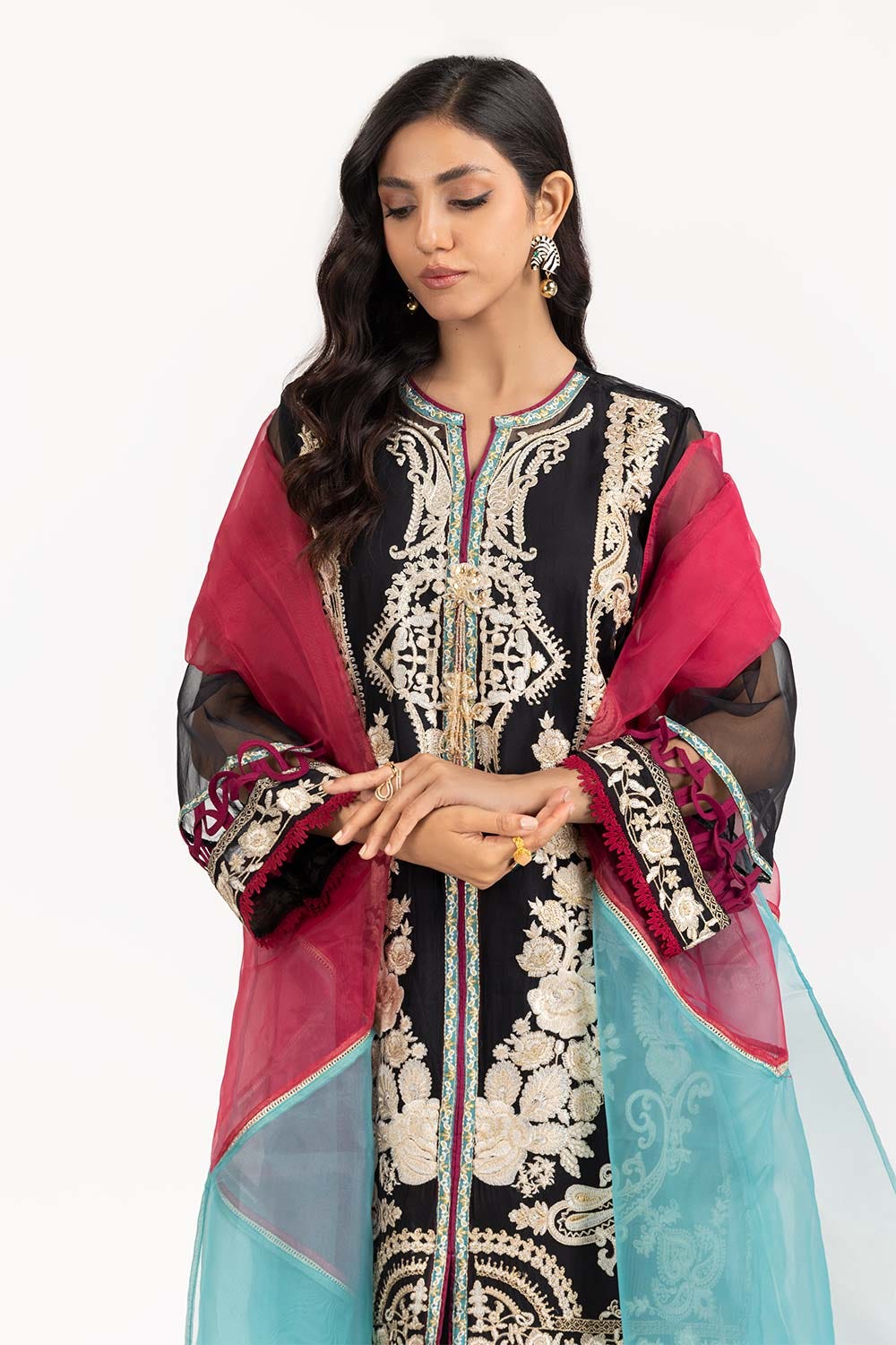 3 Piece Luxury Pret Organza Embroidered Suit ILP-23-167