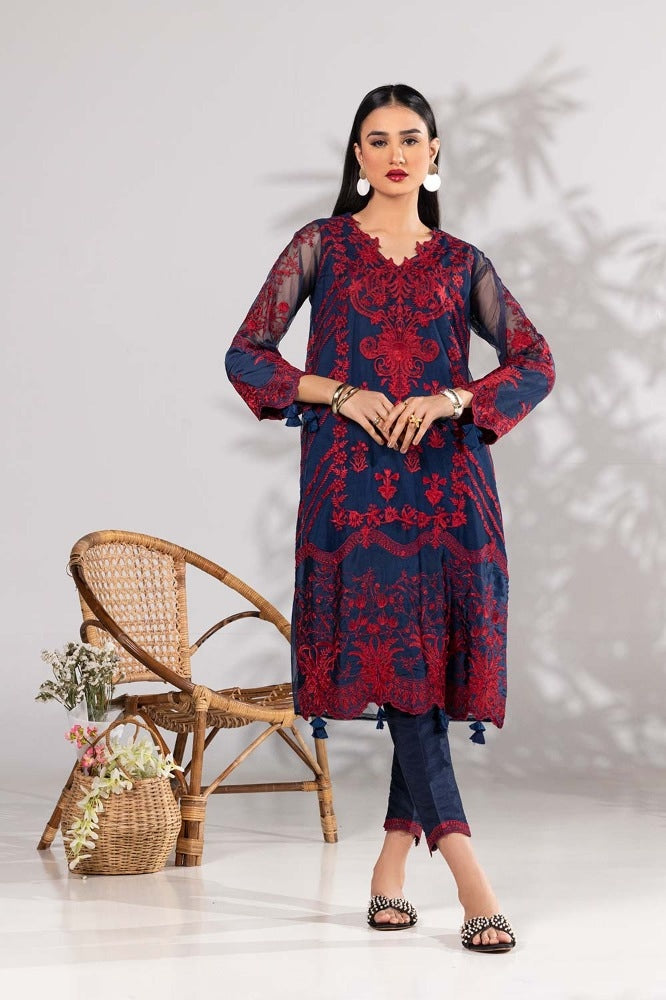 Poly Net Embroidered Shirt And Trouser ILP-23-171