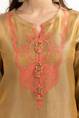 Luxury Pret Dyed Fancy Zari Embroidered kurti  ILP-23-182