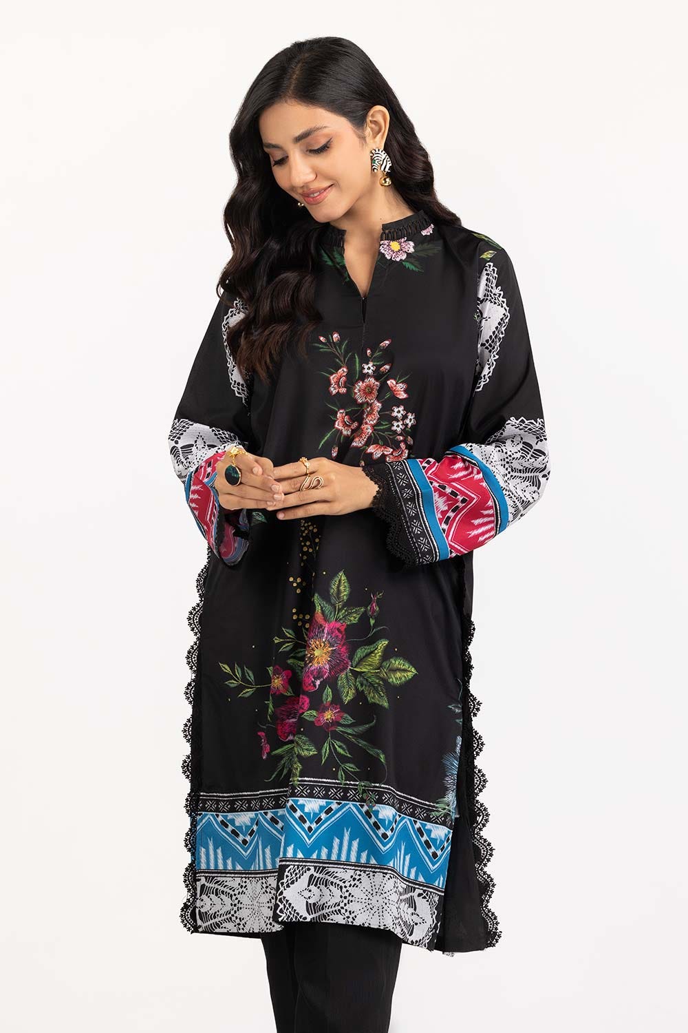 Luxury Pret Digital Printed Crepe Georgete Embelished Shirt
