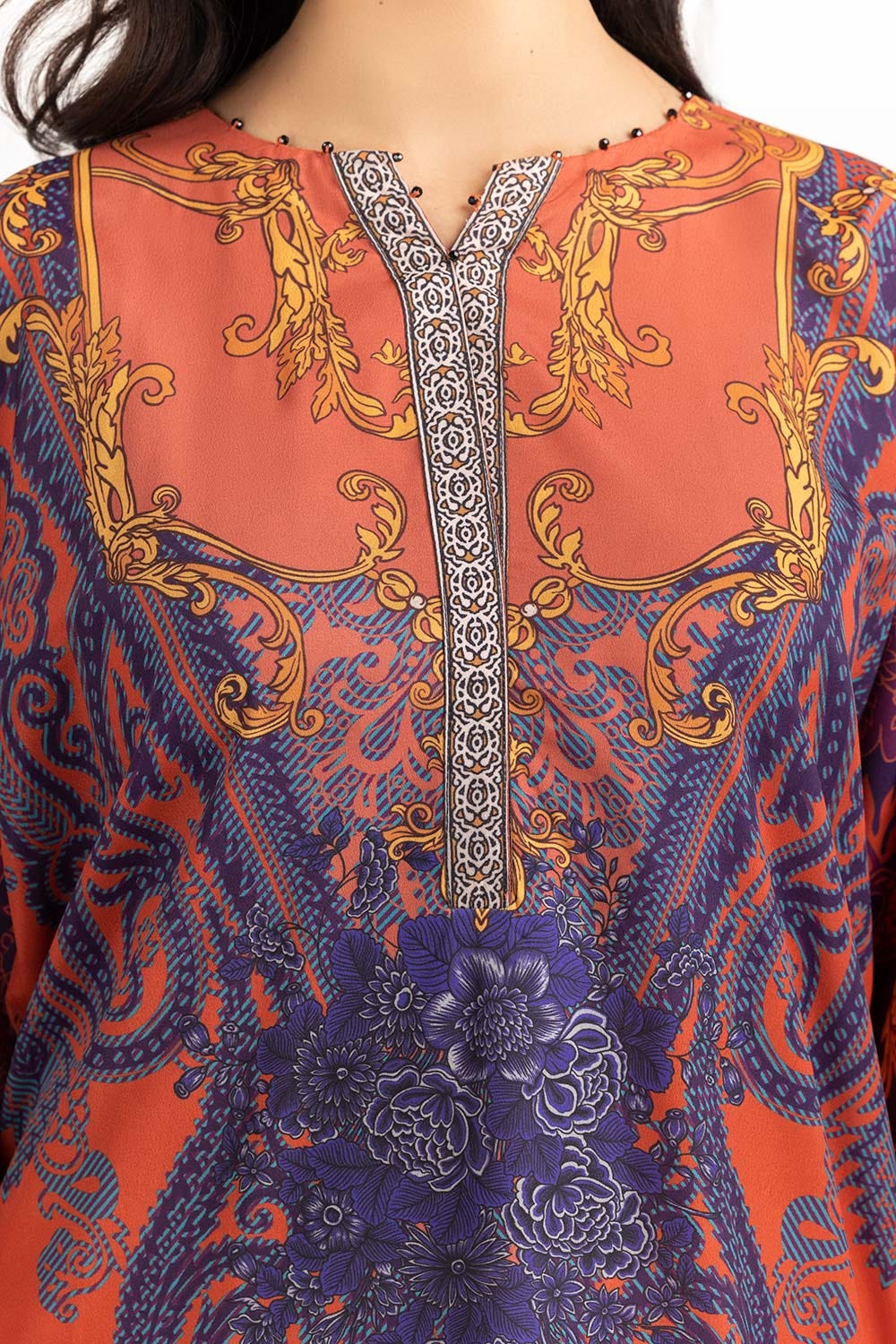 Luxury Pret Digital Printed Embelished Shirt ILP-23-190