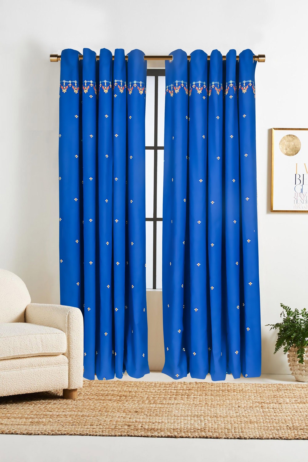 Indigo Embroidered Curtain