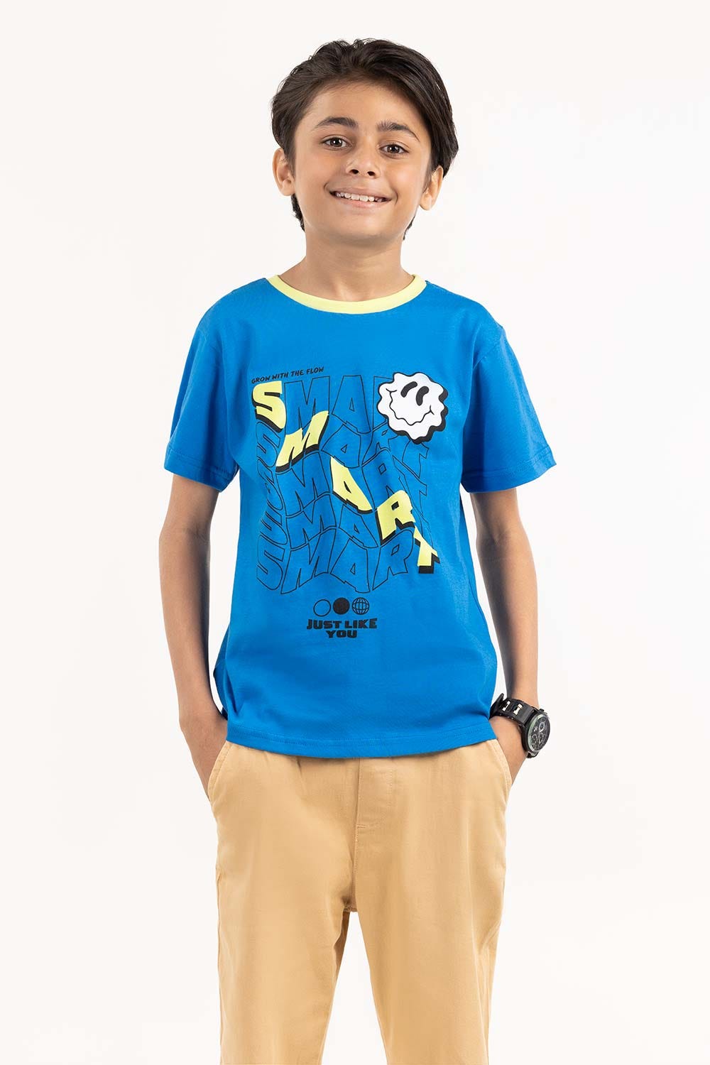 Junior Boy Indigo Printed Knit Top JBKT-2210067
