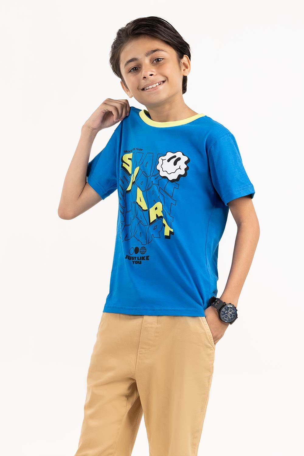 Junior Boy Indigo Printed Knit Top JBKT-2210067