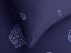 Indigo T-400 Embroidered Quilt Cover Set