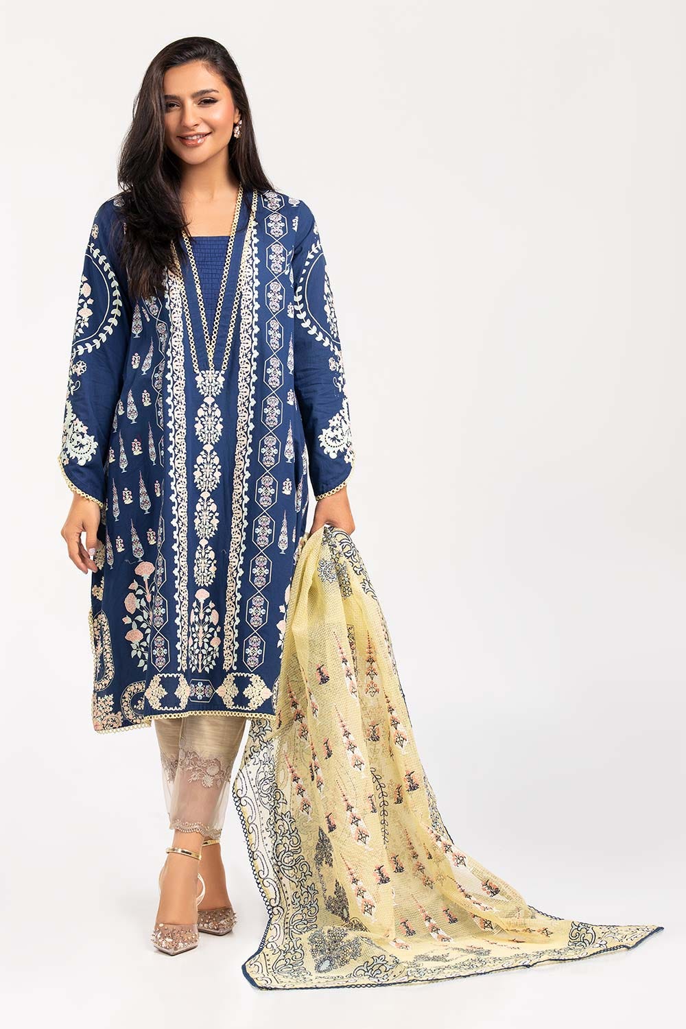2 Piece Suit Cambric Shirt Organza Dupatta IPS-21-113