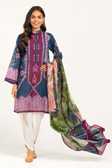 Embroidered Light  Cotton Shirt With Printed Lawn Dupatta - IPS-21-78 2 Piece