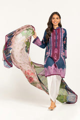 Embroidered Light  Cotton Shirt With Printed Lawn Dupatta - IPS-21-78 2 Piece