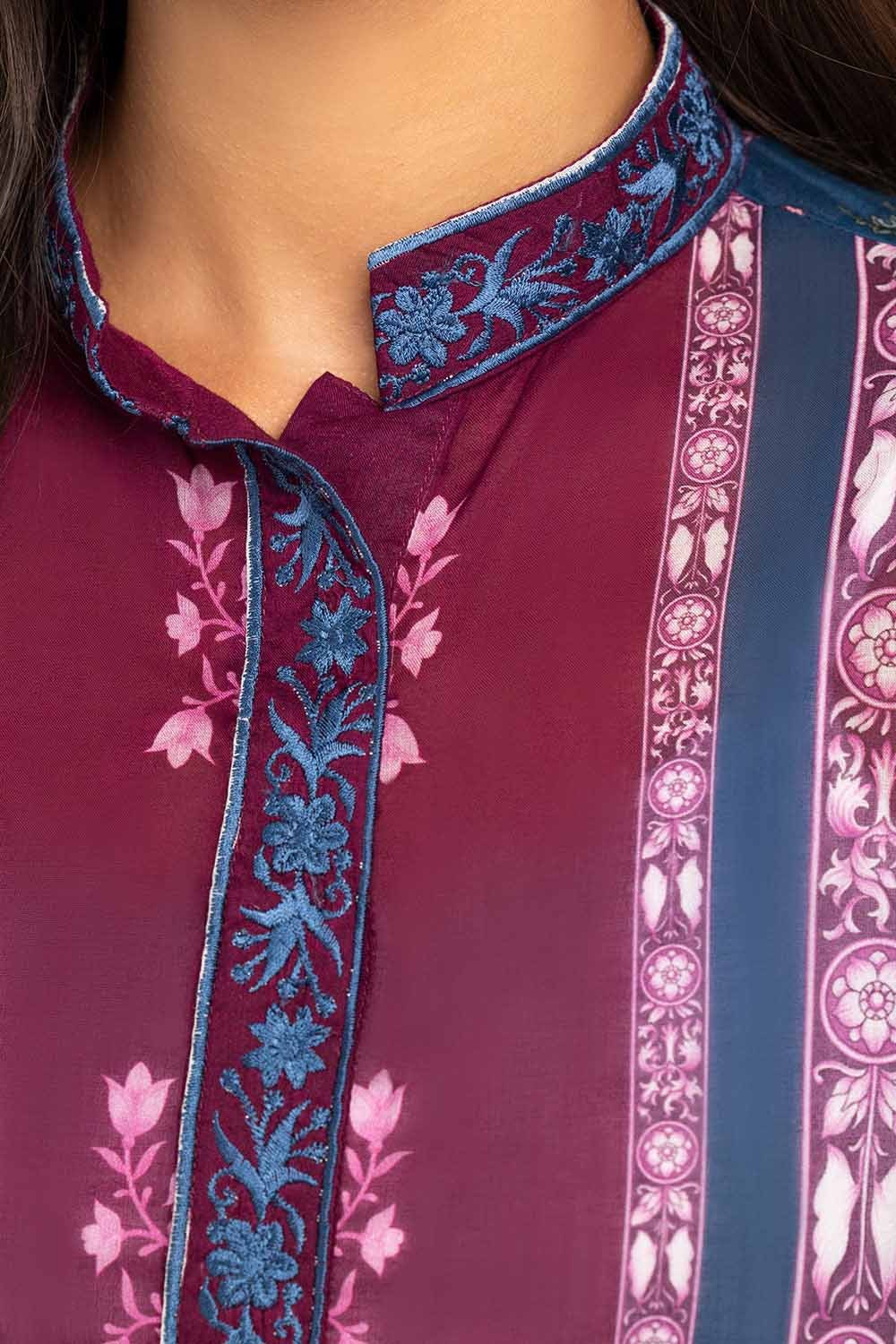 Embroidered Light  Cotton Shirt With Printed Lawn Dupatta - IPS-21-78 2 Piece