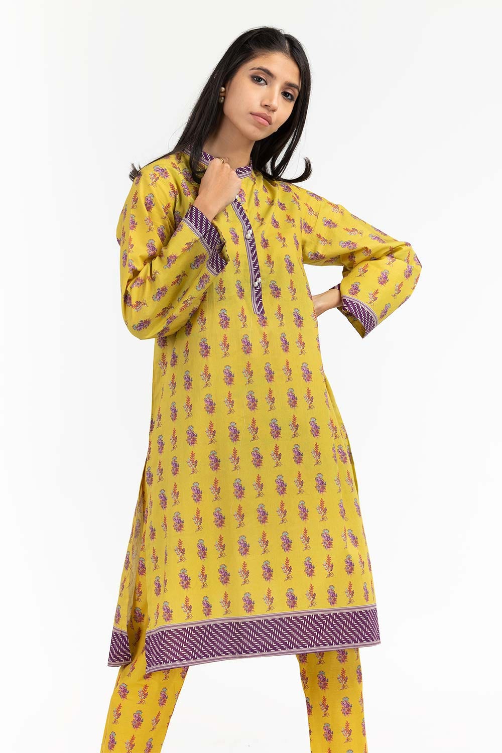 2 Piece Matching Separates Suit Digital Printed Cambric Shirt Trousers IPS-22-160 A