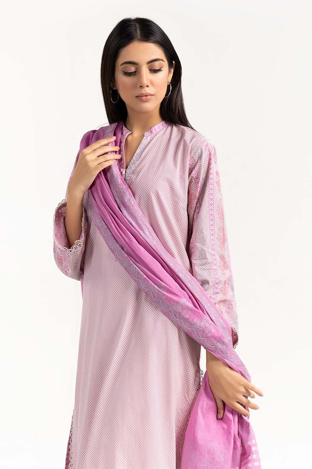 Screen Printed Cambric Shirt With Matching Dupatta