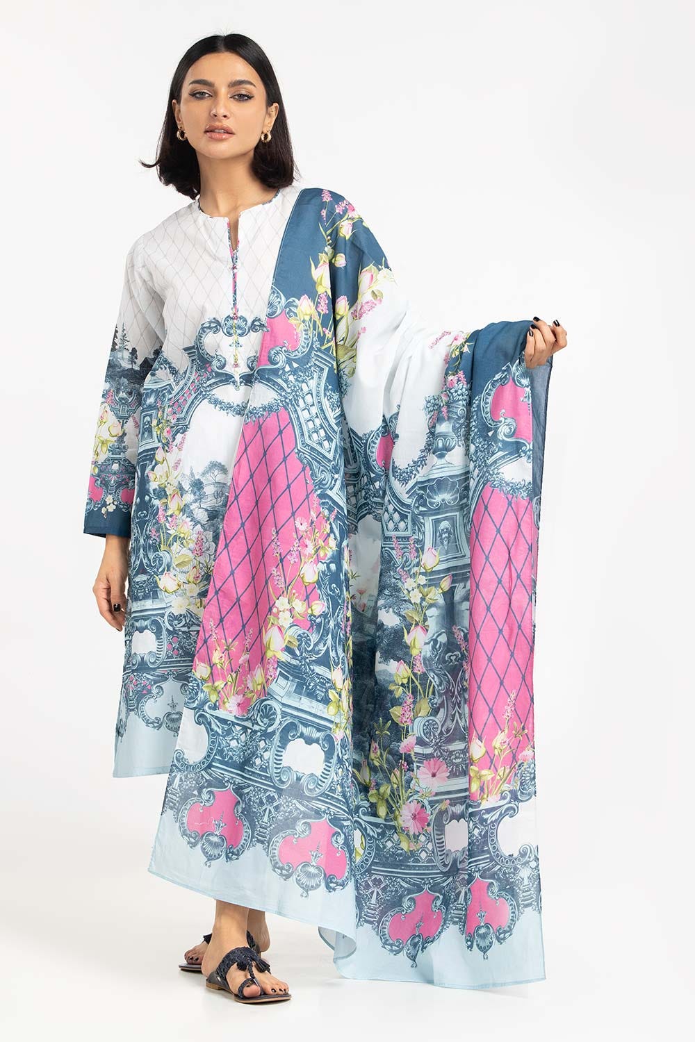 2 Piece Suit Cambric Shirt Dupatta IPS-22-208