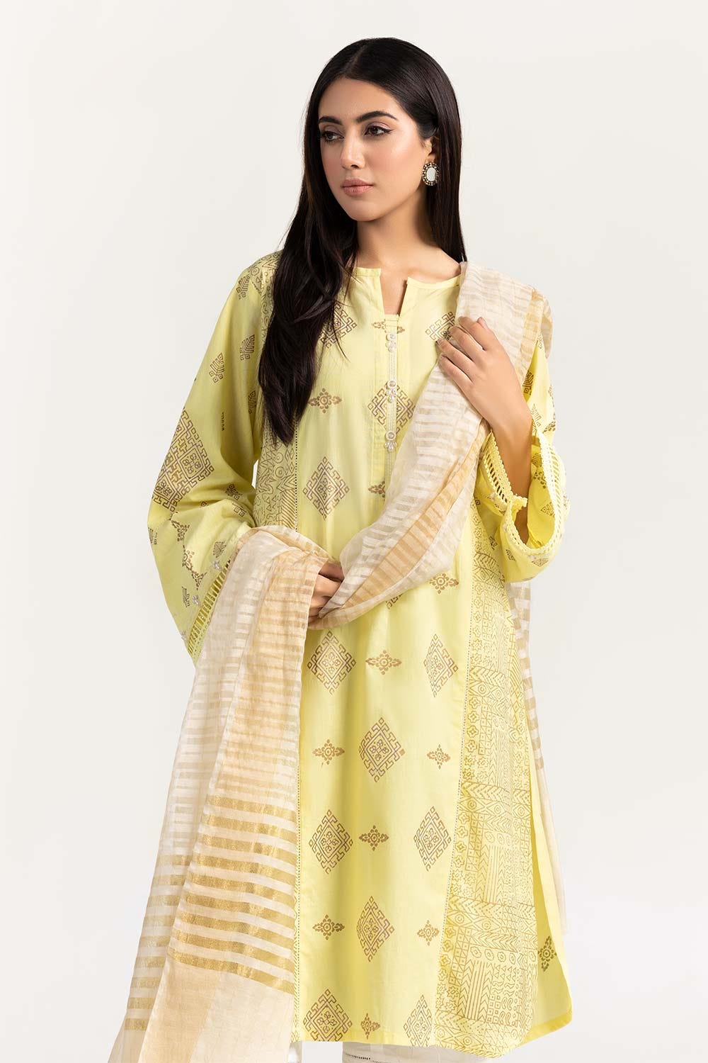 Screen Printed Cambric Shirt With Matching Dupatta