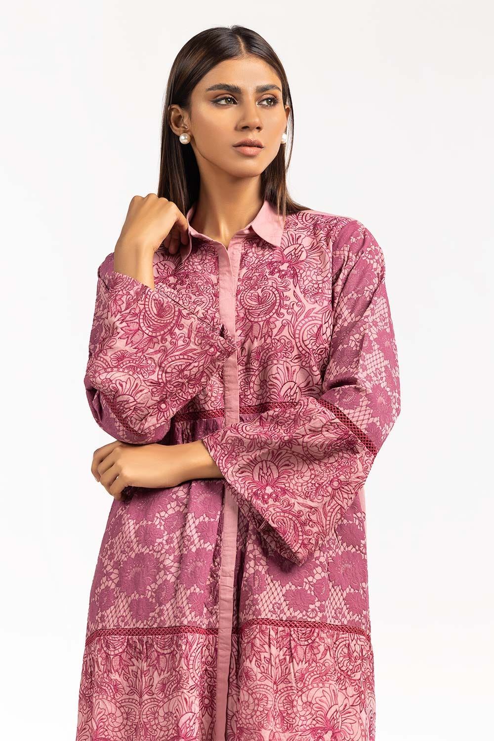 Embroidered Cambric Shirt With Pants