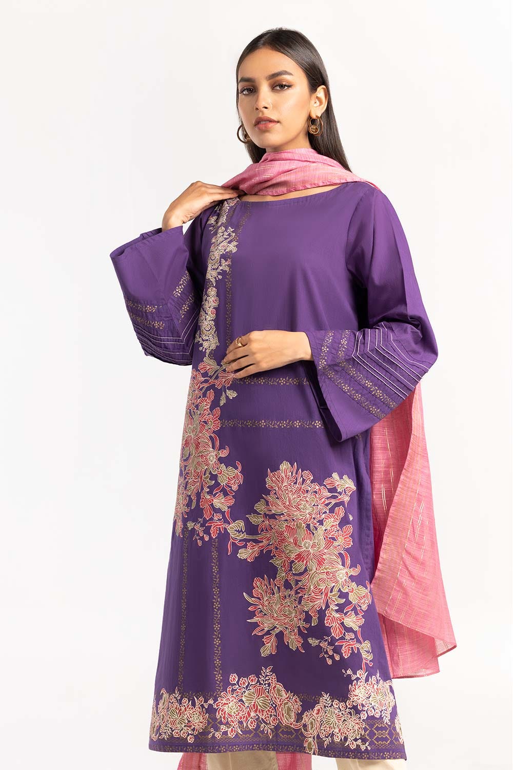 Screen Printed Cambric Shirt Munar Dupatta IPS-22-34 2 Piece